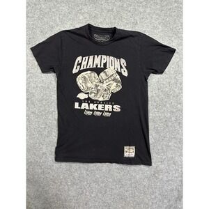 Mitchell & Ness Lakers 3-Peat Champions T-Shirt Medium Black Cotton Graphic Tee